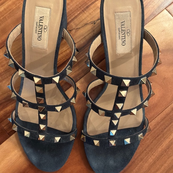 Valentino Rockstud Sandals 38.5 NAVY